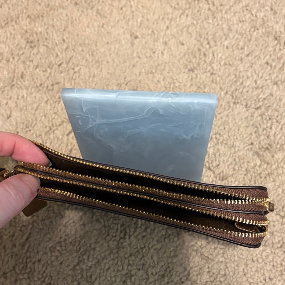Coach Leather Zip Wristlet in Warm Brown with Gold Hardware - Picture 2 of 4
